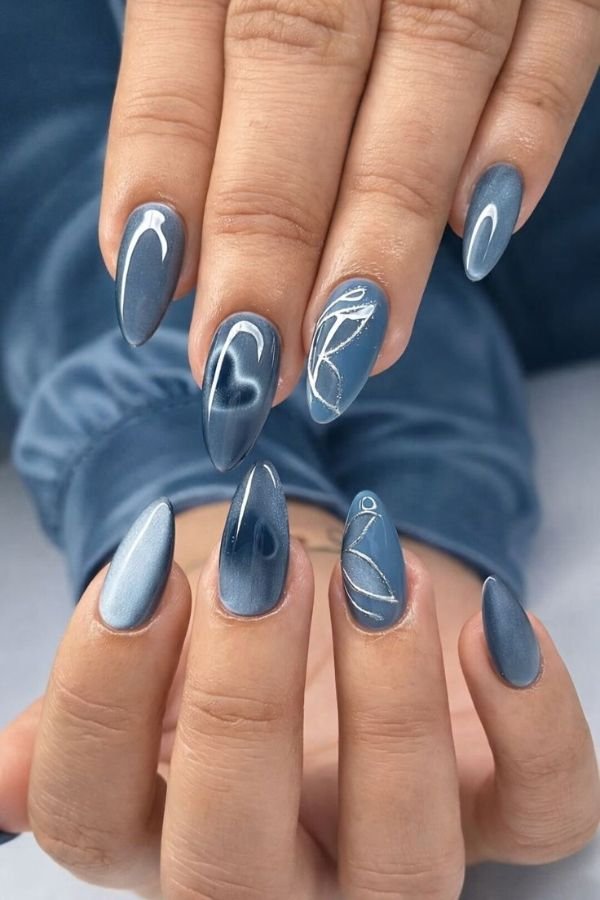 Almond Nails Designs Cat Eye