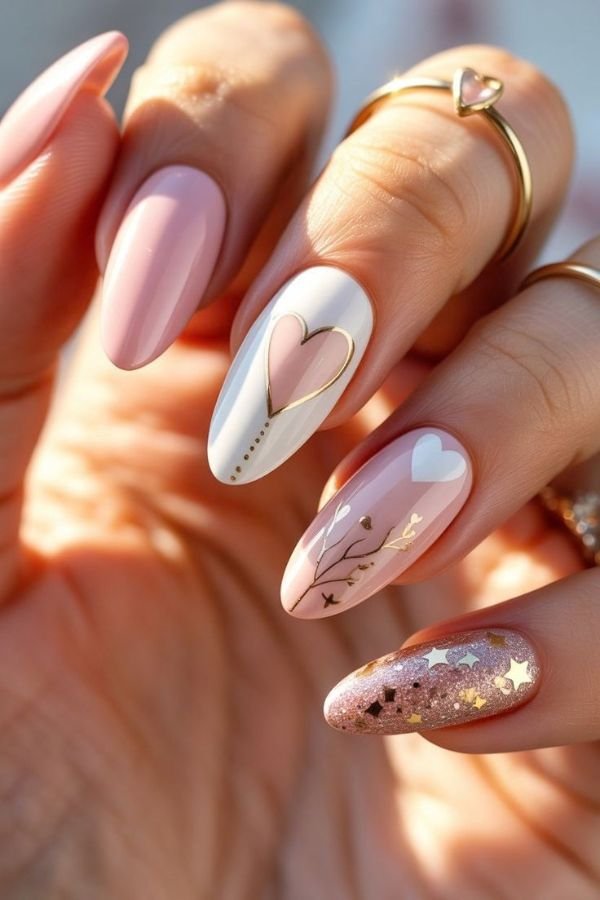 Almond Nails Designs Pink