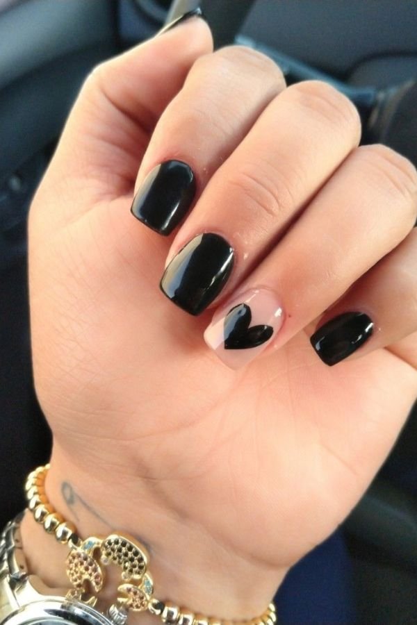 Black Nail Designs Square Short