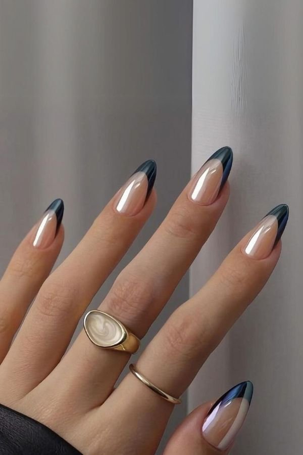 Chrome Nails Designs French Tip