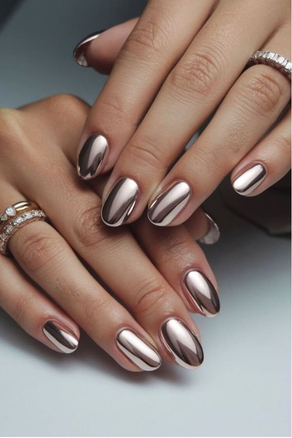 Chrome Nails Designs Square Short
