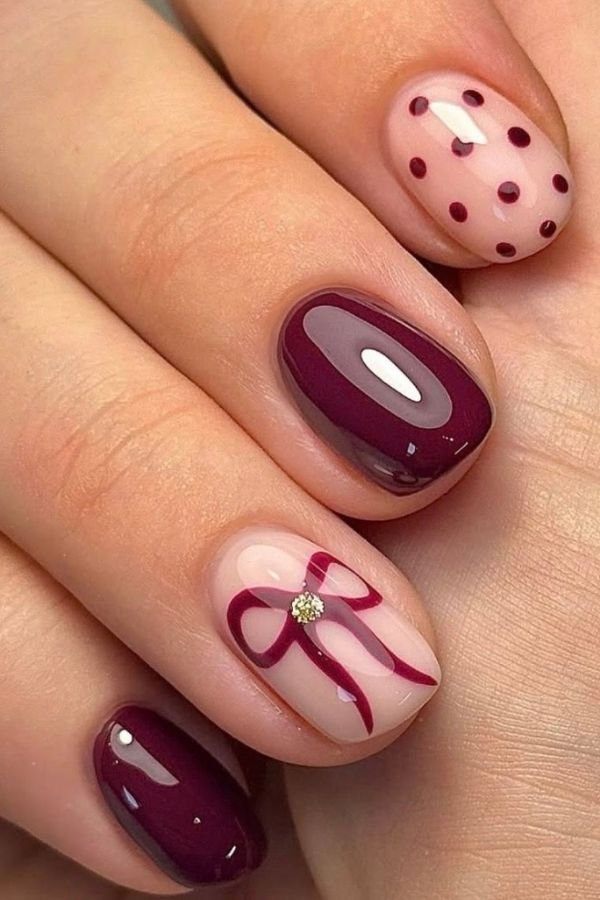 Simple Nail Designs Maroon