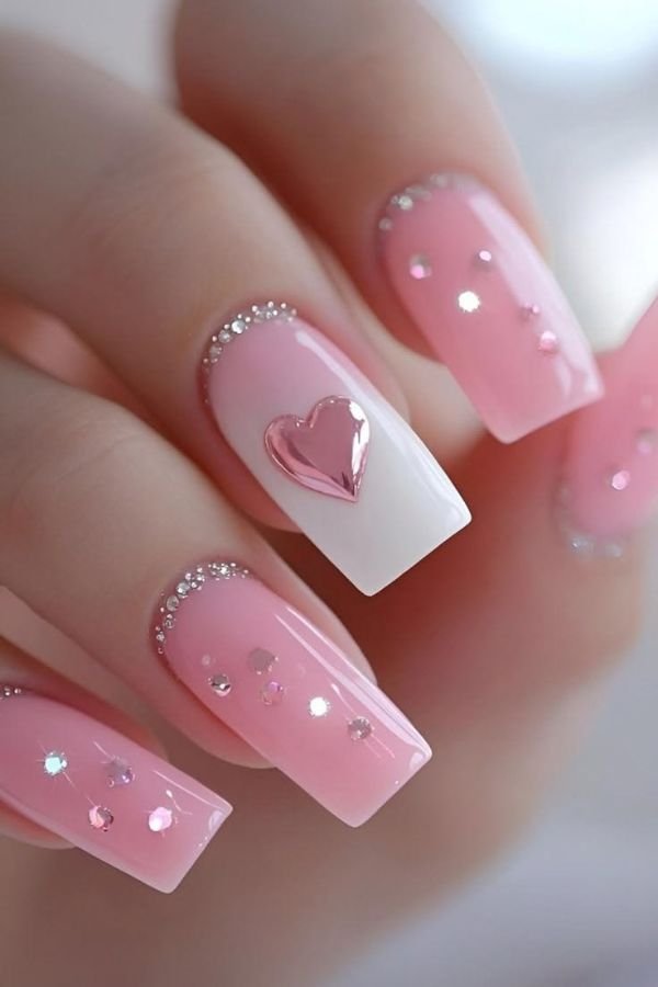 Square Nail Designs Pink