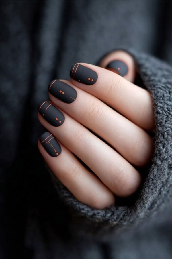 Black Nail Designs Short Nails