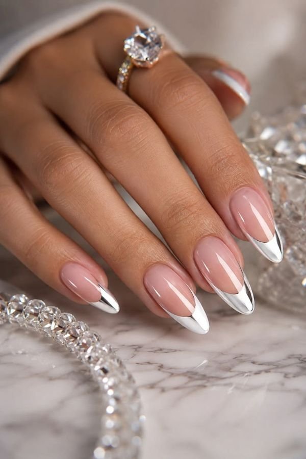 Chrome Nails Designs French Tip