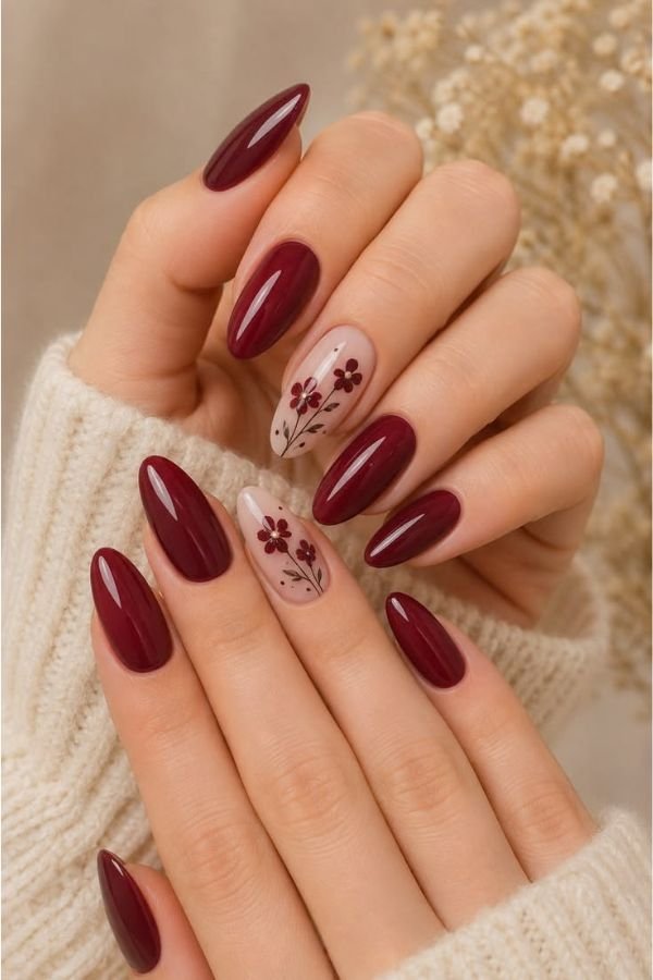 Simple Nail Designs Maroon
