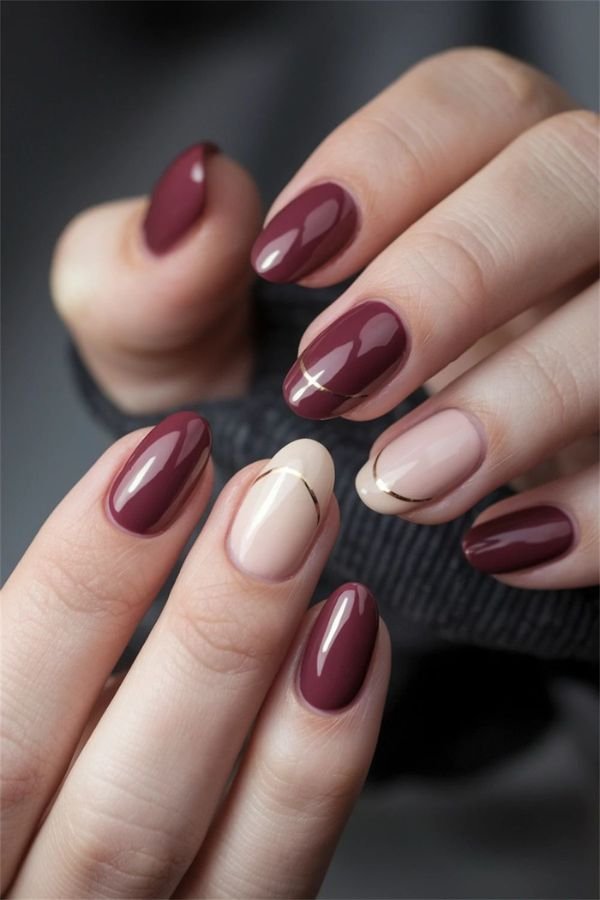 Simple Nail Designs Maroon