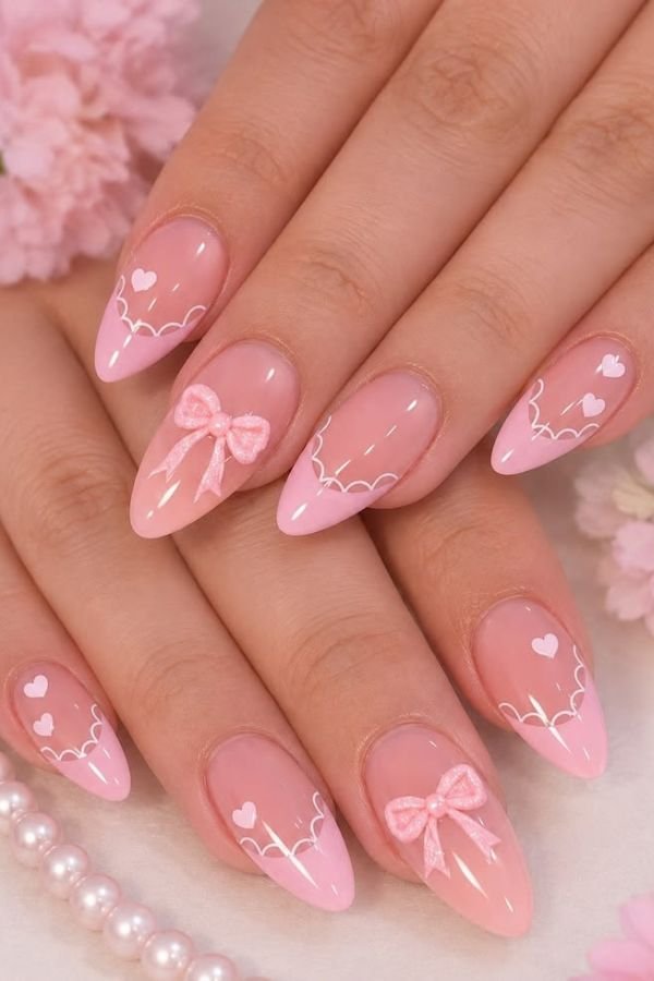 Almond Nails Designs Pink