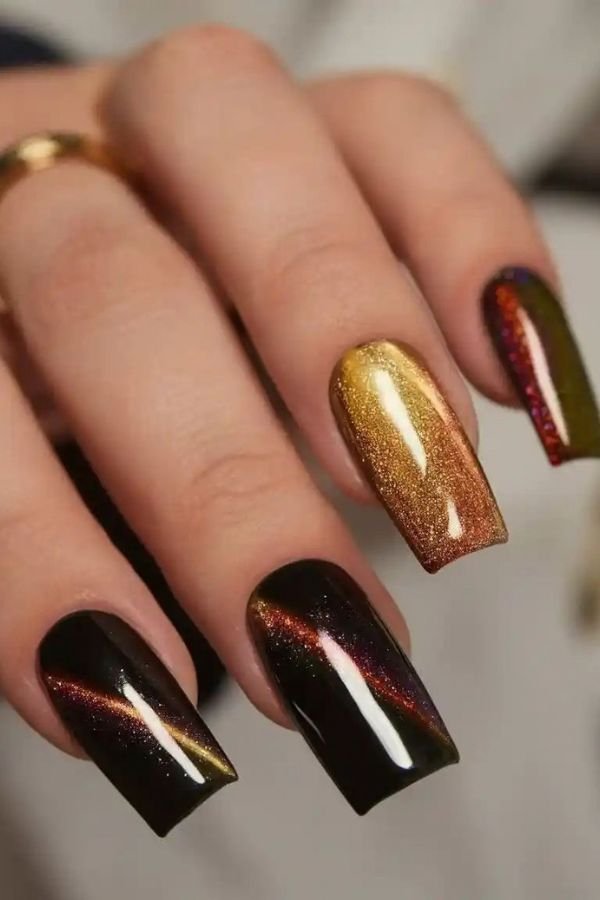 Square Nail Designs Cat Eye