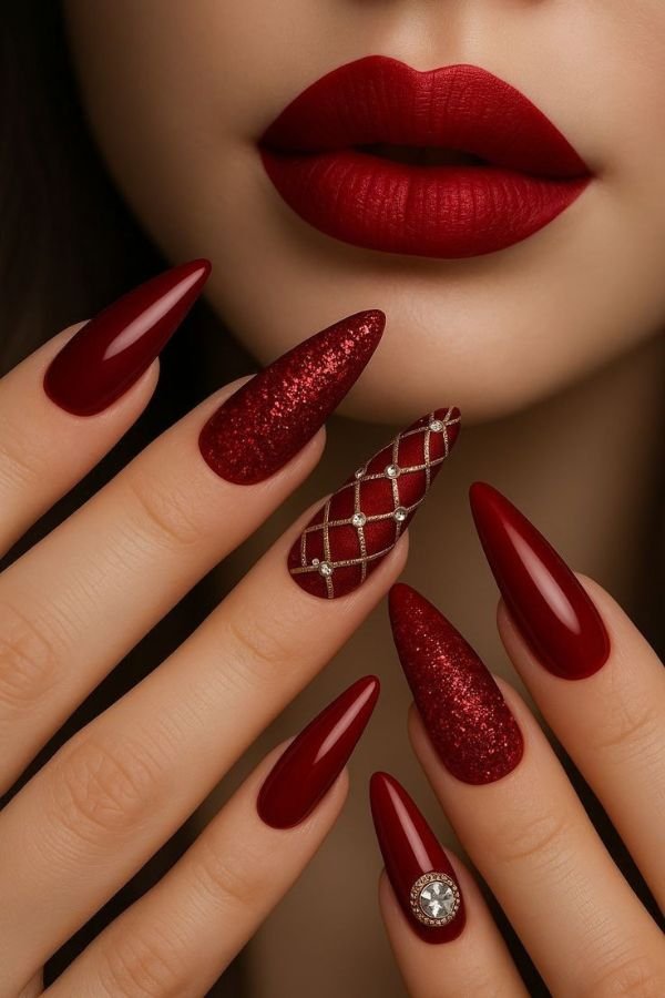 Red Nail Designs Almond