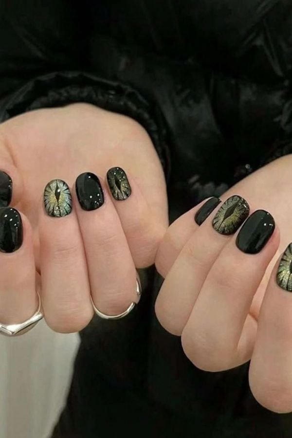 Black Nail Designs Short