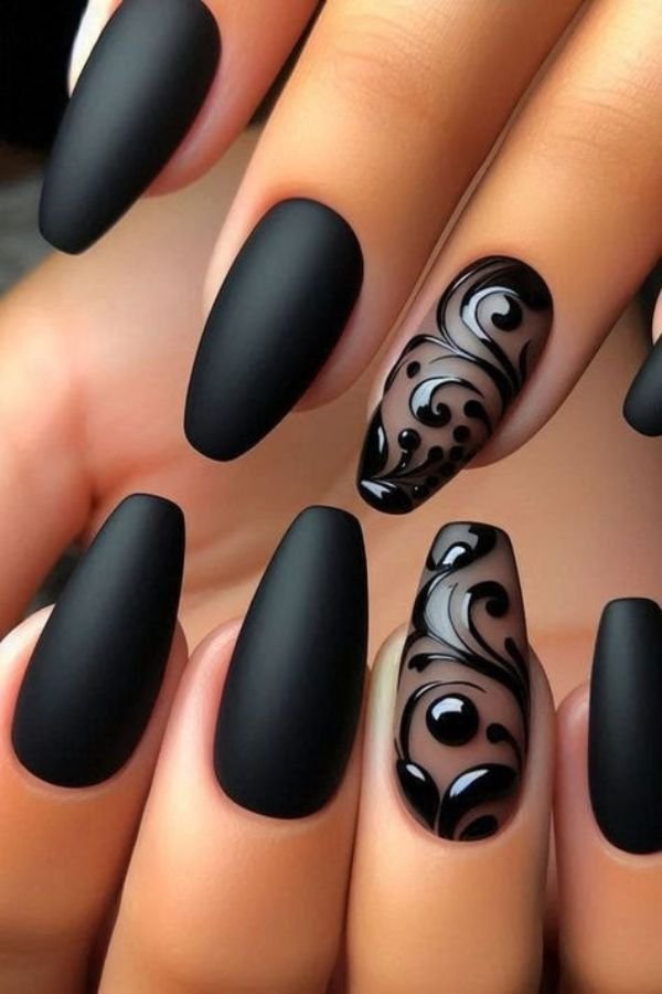 Black Nail Designs Acrylic