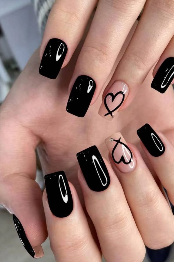 Black Nail Designs Short Nails