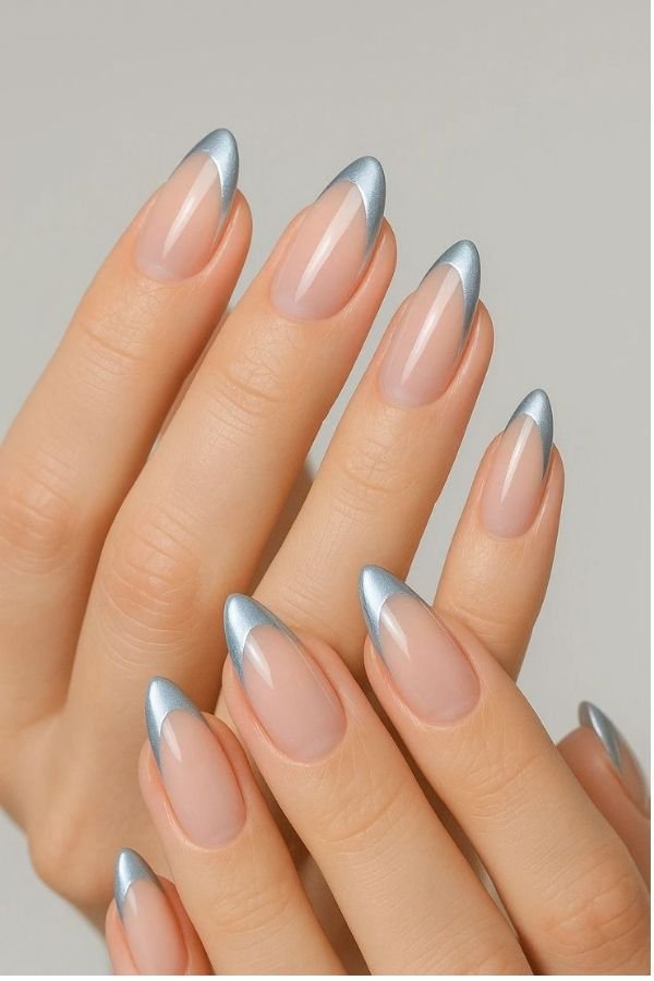 Chrome Nails Designs French Tip