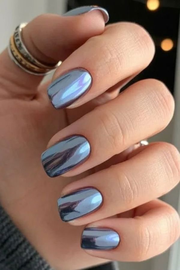 Chrome Nails Designs Square Short
