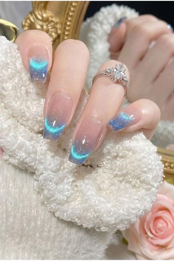 Square Nail Designs Cat Eye