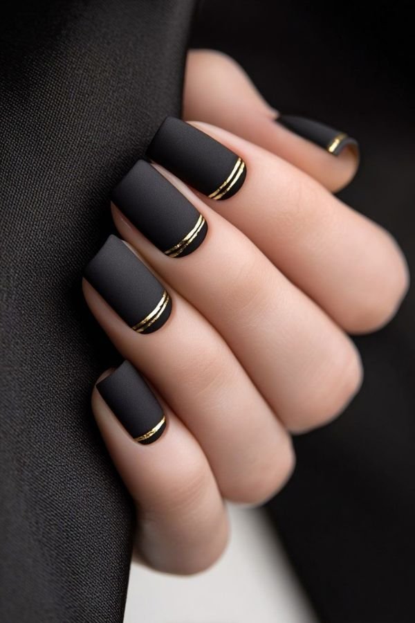 Black Nail Designs Short