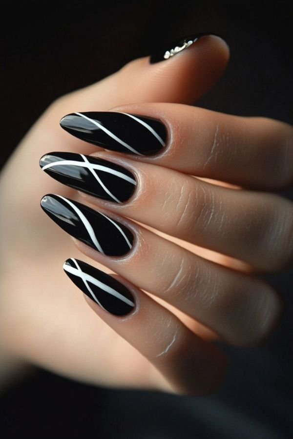 Black Nail Designs Acrylic