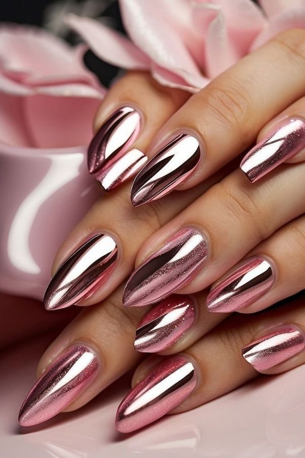 Chrome Nails Designs Almond