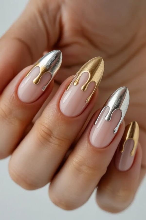 Chrome Nails Designs French Tip
