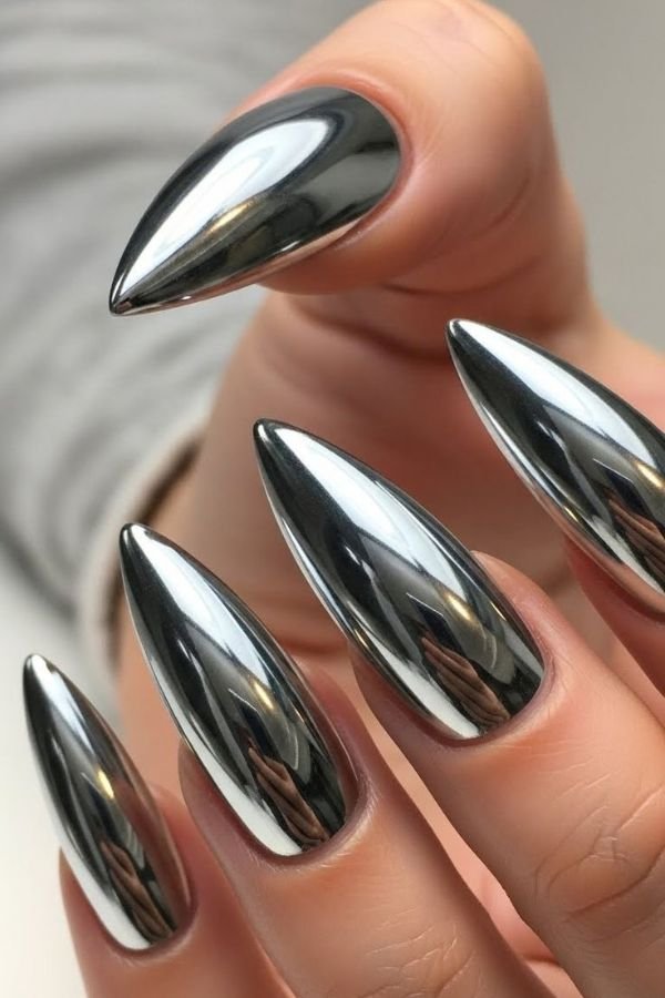 Chrome Nails Designs Silver
