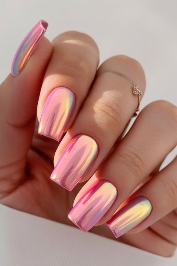 Chrome Nails Designs Square Short