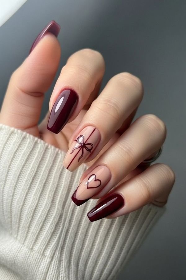 Simple Nail Designs Maroon