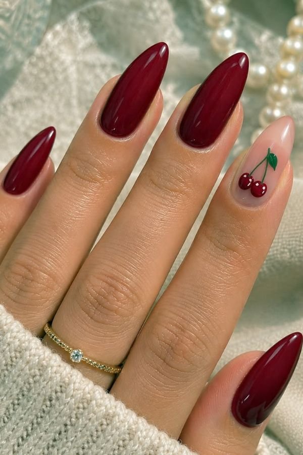 Red Nail Designs Almond