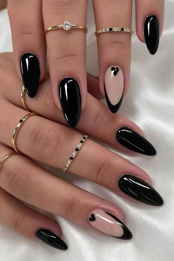 Black Nail Designs Acrylic