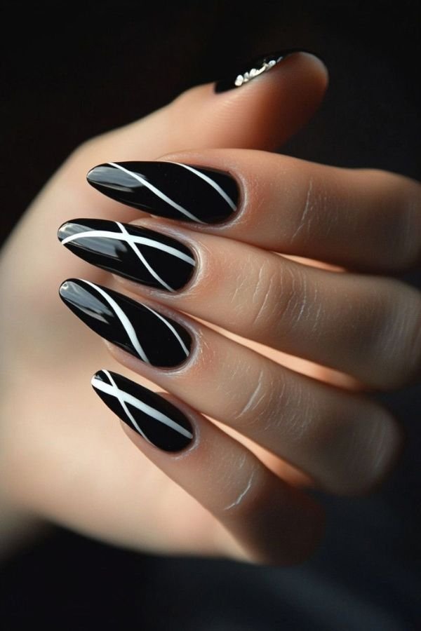 Black Nail Designs Square Short