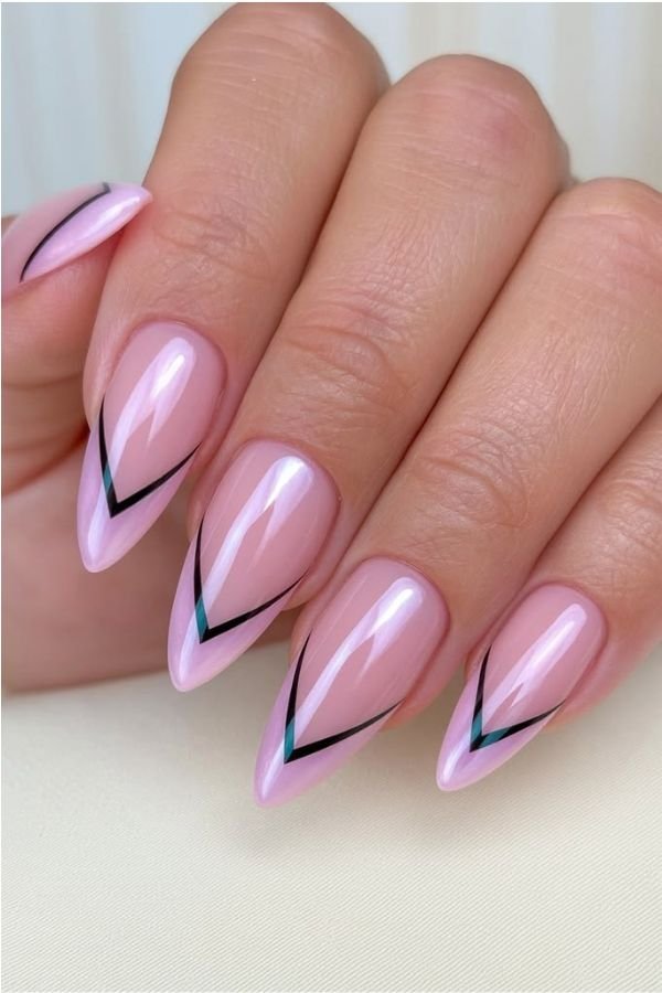 Chrome Nails Designs French Tip