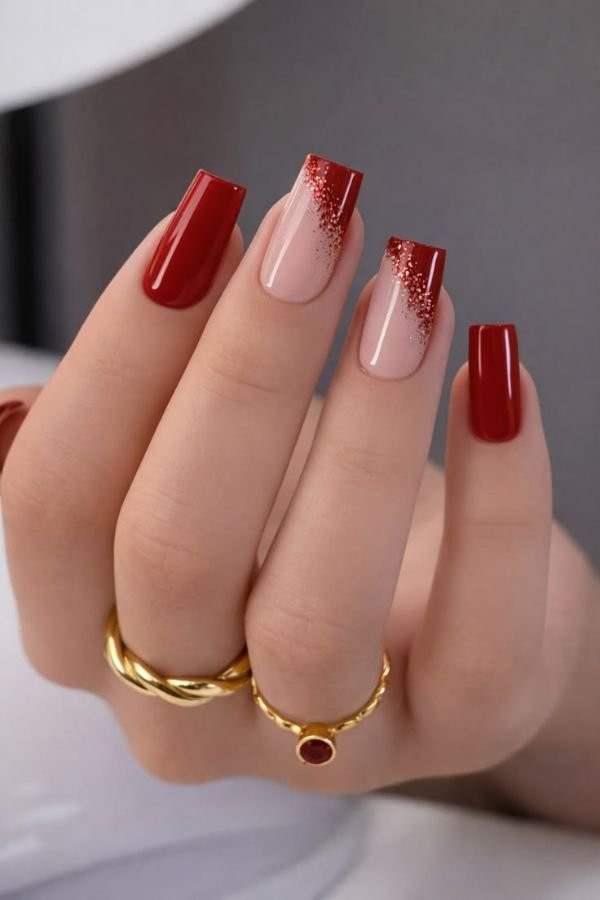 Red Nail Designs Short Square