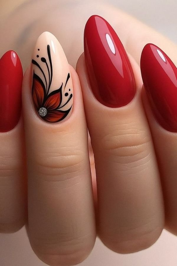Red Nail Designs Almond