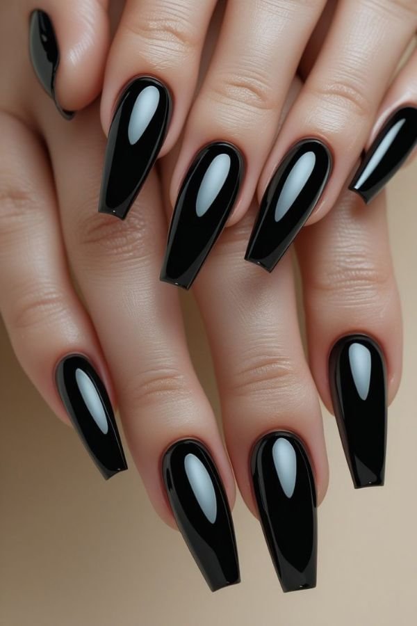Black Nail Designs Acrylic