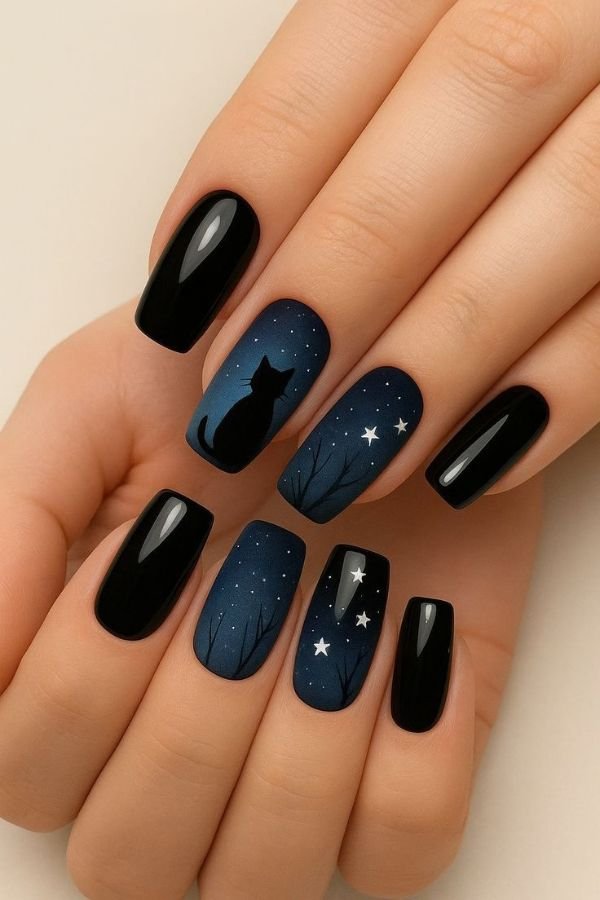 Black Nail Designs Short Nails