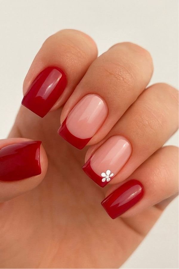 Red Nail Designs Short Square