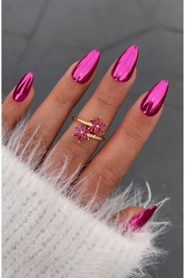 Chrome Nails Designs Pink