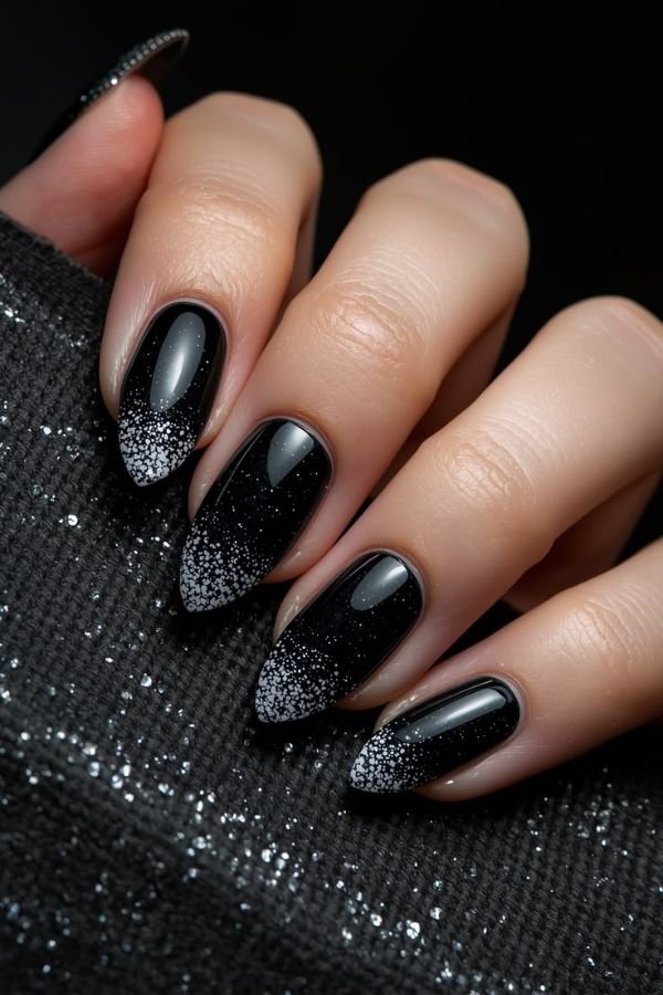 Black Nail Designs With Glitter