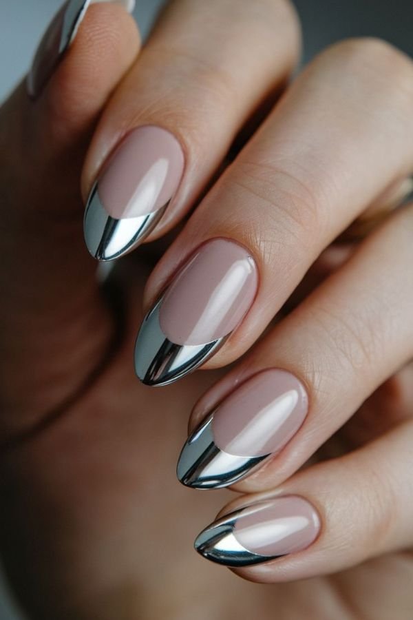 Chrome Nails Designs French Tip