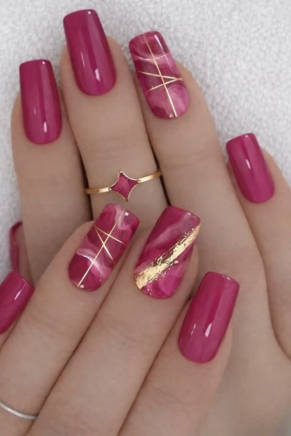 Square Nail Designs Pink