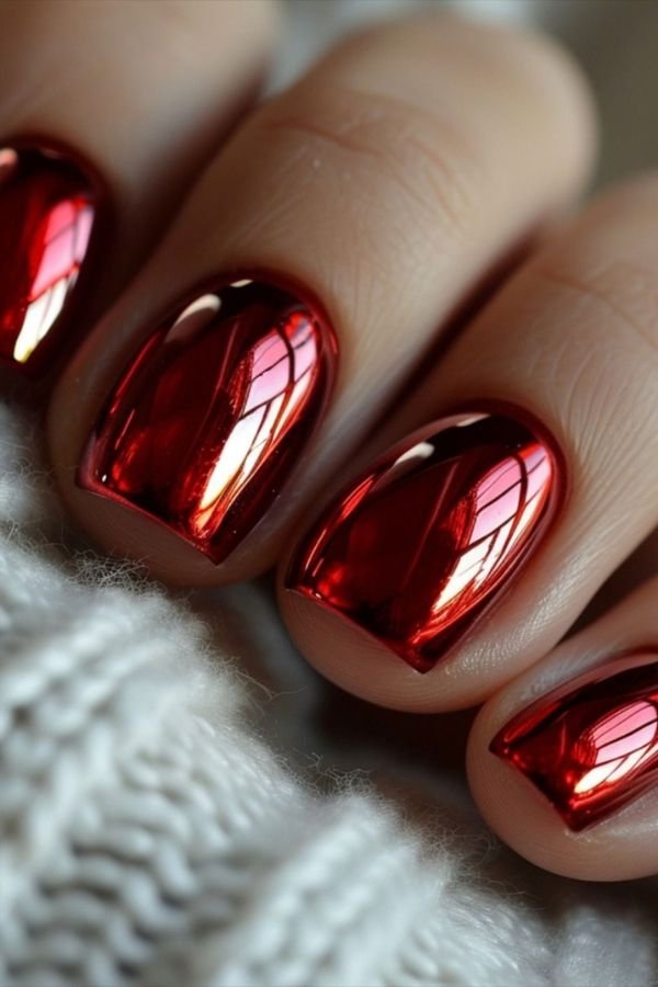 Chrome Nails Designs Square Short