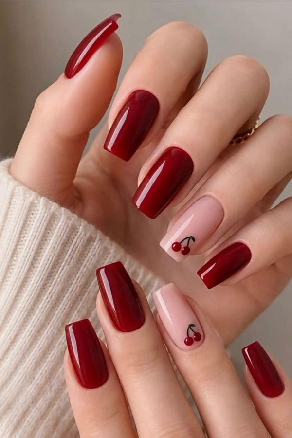 Red Nail Designs Short Square