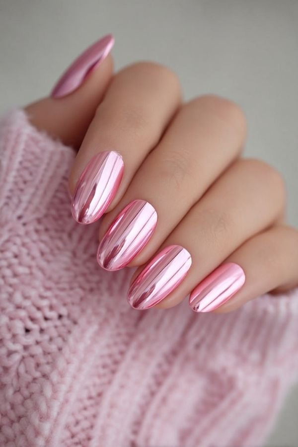 Chrome Nails Designs Pink